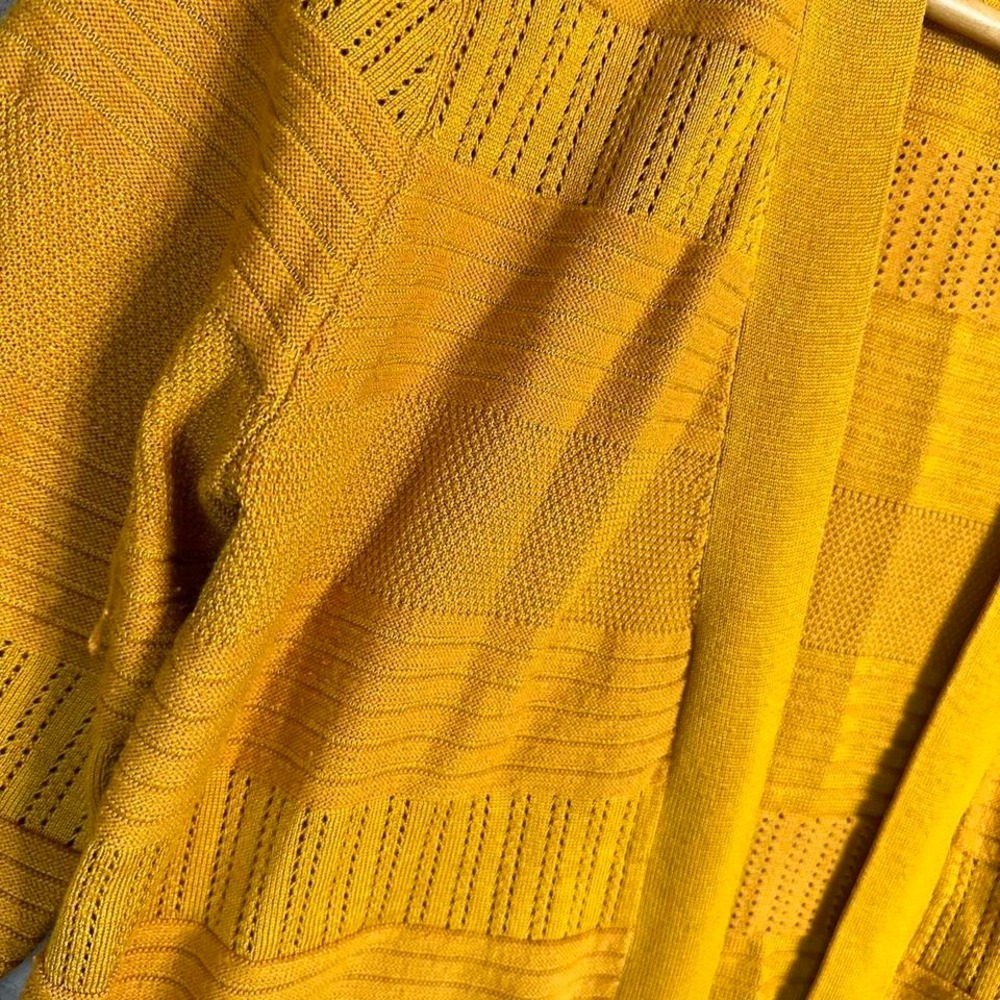 Mustard‎ yellow cardigan with 3/4 sleeves Woman's Medium #preppy #retro - Picture 2 of 4
